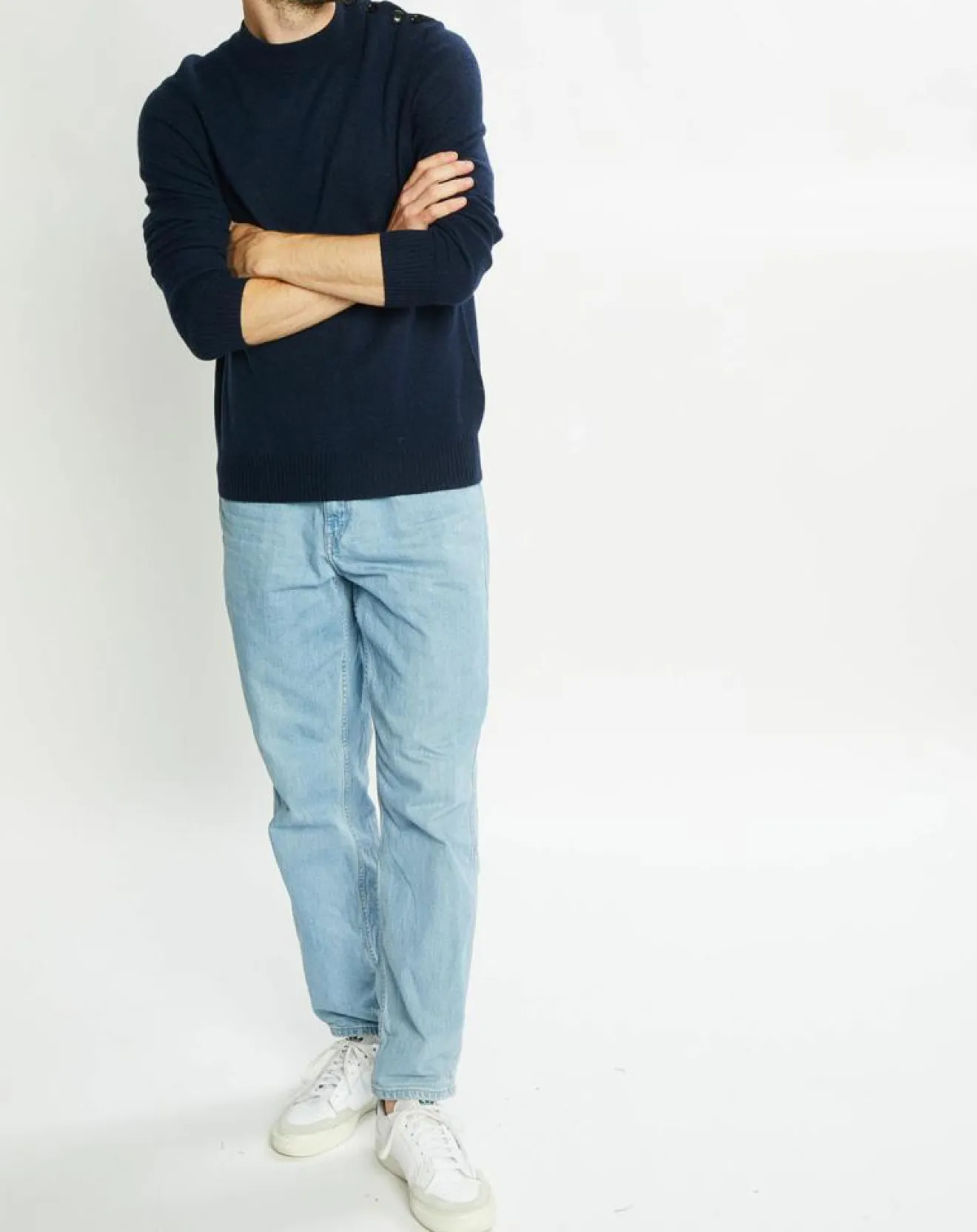 Homme Galeries Lafayette Pull en Cachemire & Laine Mesailor col rond bleu marine
