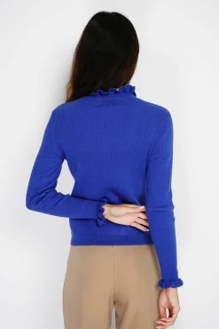 Femme C&Jo Pull en Cachemire & Soie mélangés col montant royal