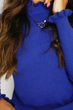 Femme C&Jo Pull en Cachemire & Soie mélangés col montant royal