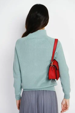 Sale Assuili Pull en Cachemire & Soie mélangés col montant boutonné jade