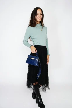 New C&Jo Pull en Cachemire & Soie mélangés col montant jade