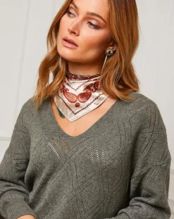 Femme Fleur de cachemire Pull en Cachemire mélangé Abigael kaki