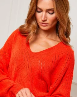 Femme Fleur de cachemire Pull en Cachemire mélangé Abigael orange