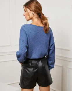 Femme Fleur de cachemire Pull en Cachemire mélangé Abigael indigo