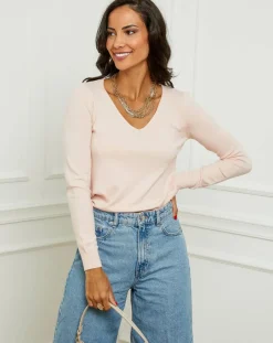 Femme Soft Cashmere Pull en Cachemire mélangé Audrey rose