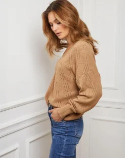 Femme Fleur de cachemire Pull en Cachemire mélangé Abigael camel