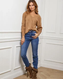 Femme Fleur de cachemire Pull en Cachemire mélangé Abigael camel