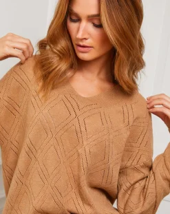 Femme Fleur de cachemire Pull en Cachemire mélangé Abigael camel