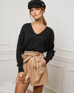 Hot Fleur de cachemire Pull en Cachemire mélangé Abigael noir