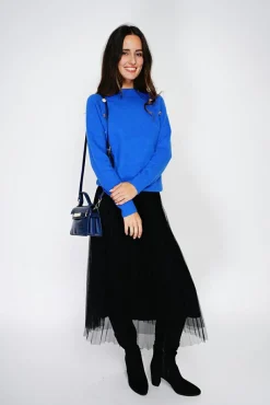 Femme C&Jo Pull en Cachemire mélangé boutons fantaisie royal