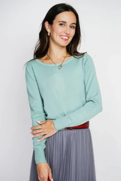 Femme Assuili Pull en Cachemire mélangé col rond jade