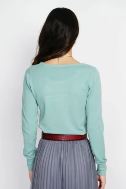 Femme Assuili Pull en Cachemire mélangé col rond jade