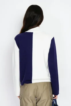 Femme Assuili Pull en Cachemire mélangé col montant naturel/nuit