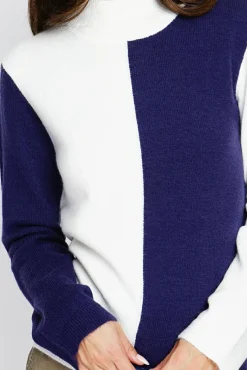 Femme Assuili Pull en Cachemire mélangé col montant naturel/nuit