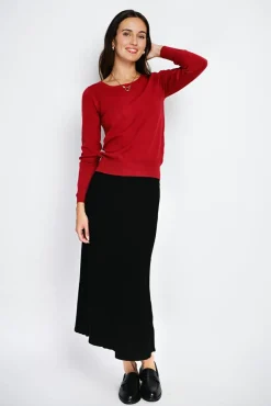 Clearance Assuili Pull en Cachemire mélangé col rond rouge