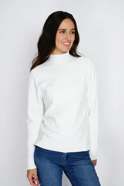 Best Assuili Pull en Cachemire mélangé col montant naturel