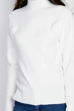 Best Assuili Pull en Cachemire mélangé col montant naturel