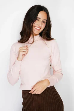 Outlet Assuili Pull en Cachemire mélangé col montant rose