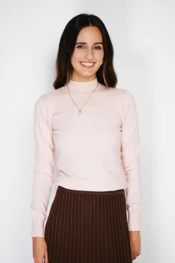 Outlet Assuili Pull en Cachemire mélangé col montant rose