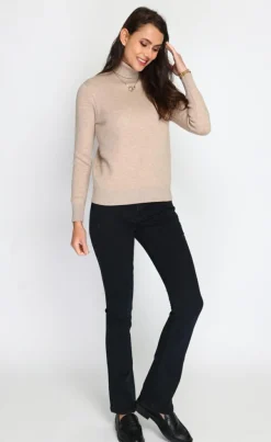 Hot C&Jo Pull en Cachemire mélangé col roulé fourré thermique camel