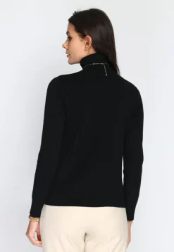 Online C&Jo Pull en Cachemire mélangé col roulé fourré thermique noir