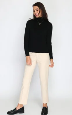 Online C&Jo Pull en Cachemire mélangé col roulé fourré thermique noir