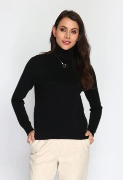 Online C&Jo Pull en Cachemire mélangé col roulé fourré thermique noir