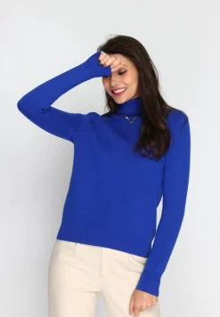 Sale C&Jo Pull en Cachemire mélangé col roulé fourré thermique royal