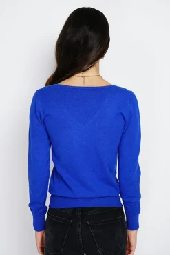 Femme Assuili Pull en Cachemire mélangé col V royal