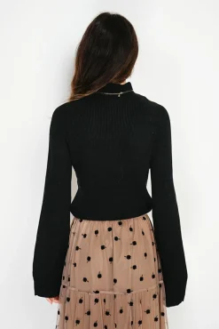 New C&Jo Pull en Cachemire mélangé col montant noir