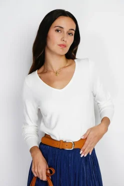 Femme Assuili Pull en Cachemire mélangé col V naturel