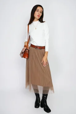 Hot Assuili Pull en Cachemire mélangé col montant naturel