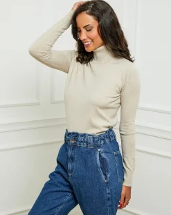 Soft Cashmere Pull en Cachemire mélangé Elisa beige