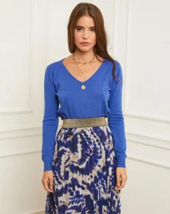 Femme Soft Cashmere Pull en Cachemire mélangé Florianne bleu royal
