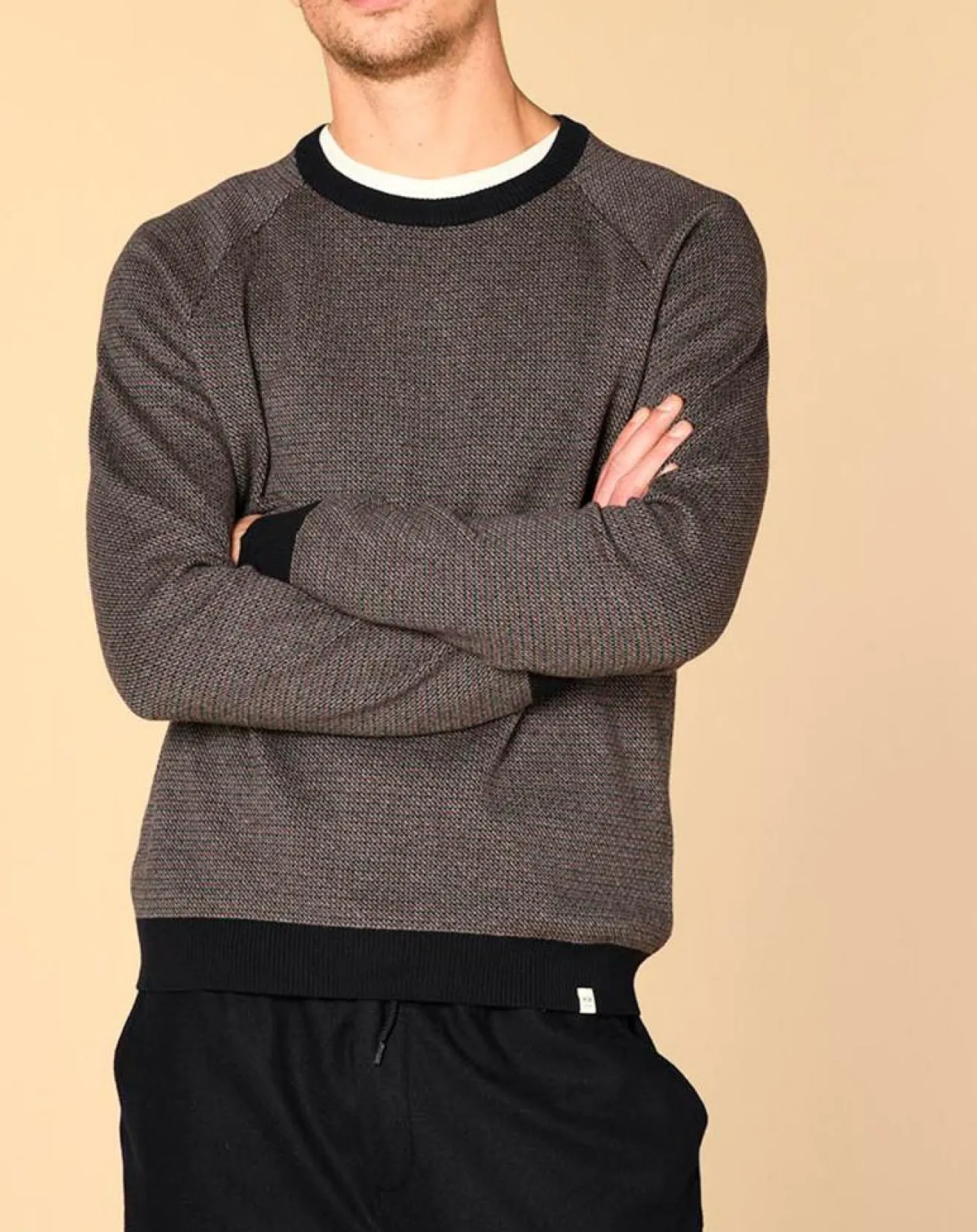 Homme Harris Wilson Pull en Cachemire mélangé Isidoro imprimé gris chiné/ marine/piment