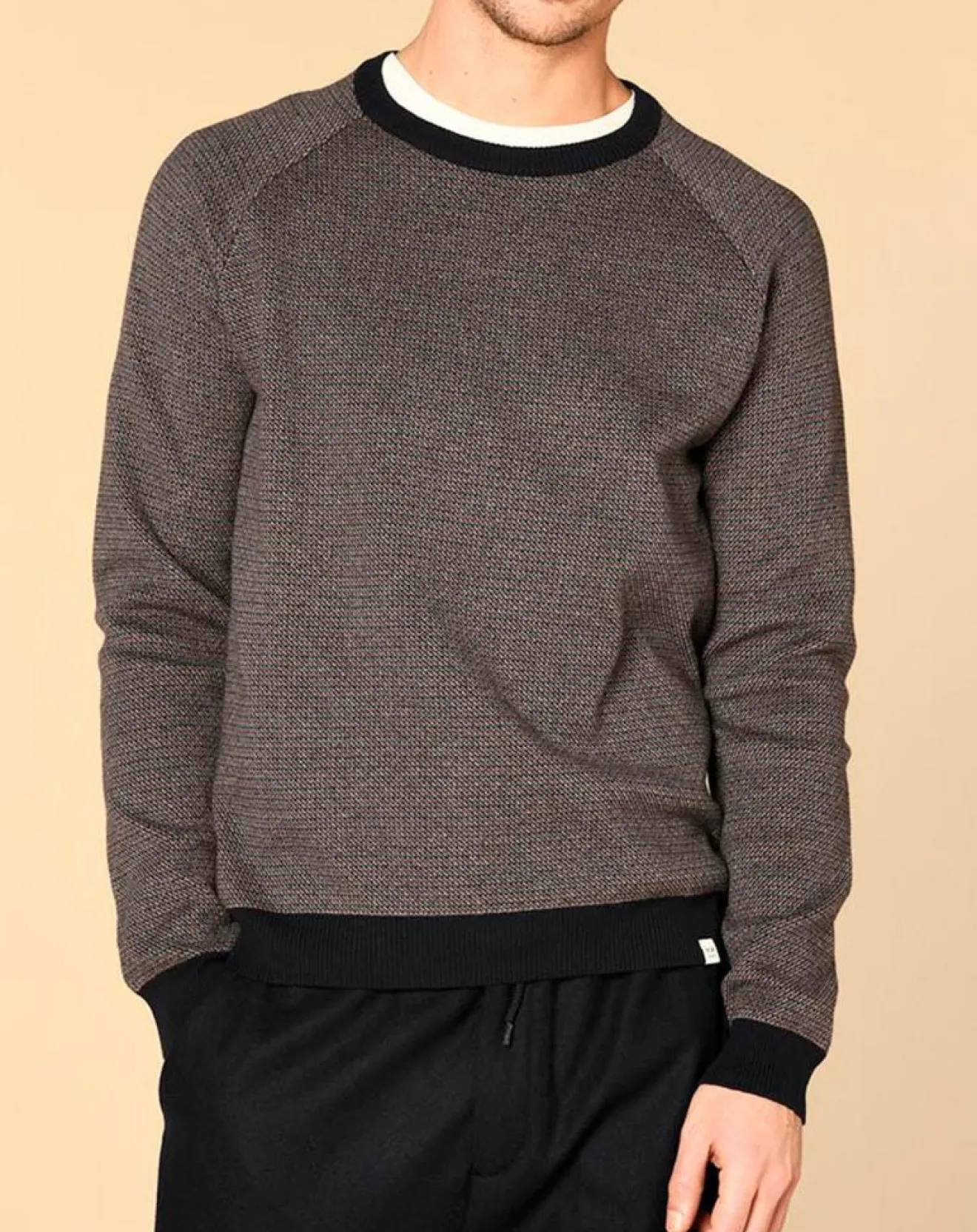 Homme Harris Wilson Pull en Cachemire mélangé Isidoro imprimé gris chiné/ marine/piment