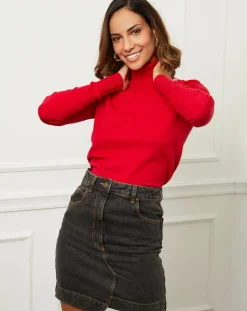 Femme Soft Cashmere Pull en Cachemire mélangé Ilyana rouge