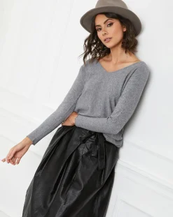 Femme La Petite Parisienne Pull en Cachemire mélangé Jennie gris