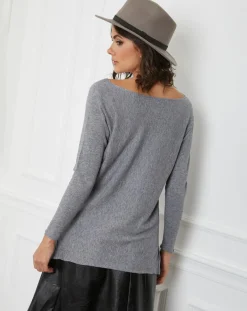 Femme La Petite Parisienne Pull en Cachemire mélangé Jennie gris