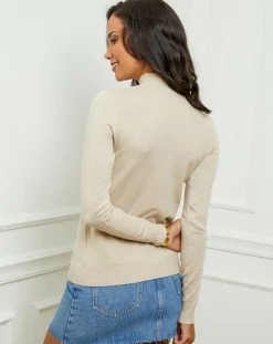 Outlet Soft Cashmere Pull en Cachemire mélangé Jade beige