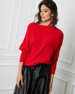 Discount Fleur de cachemire Pull en Cachemire mélangé Lena rouge