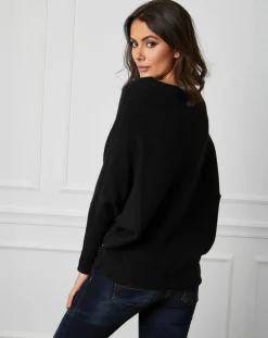 Femme Fleur de cachemire Pull en Cachemire mélangé Lena noir