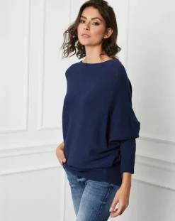 Femme Fleur de cachemire Pull en Cachemire mélangé Lena marine