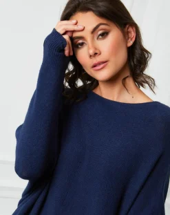 Femme Fleur de cachemire Pull en Cachemire mélangé Lena marine