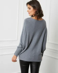 Femme Fleur de cachemire Pull en Cachemire mélangé Lena gris foncé