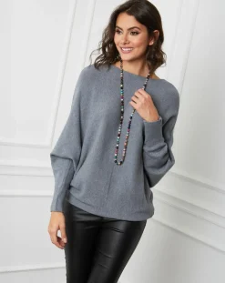 Femme Fleur de cachemire Pull en Cachemire mélangé Lena gris foncé
