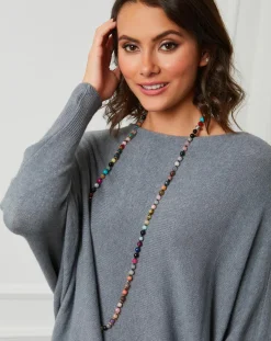 Femme Fleur de cachemire Pull en Cachemire mélangé Lena gris foncé