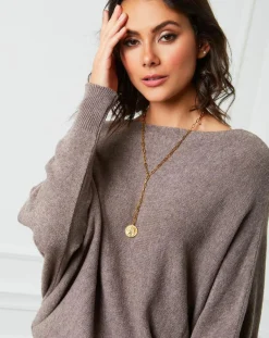 Femme Fleur de cachemire Pull en Cachemire mélangé Lena taupe