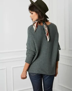 Femme Fleur de cachemire Pull en Cachemire mélangé Lena kaki