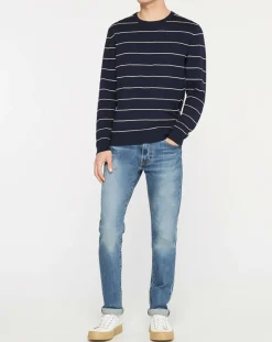 Best Hackett London Pull en Cachemire mélangé Marinière Classic bleu marine